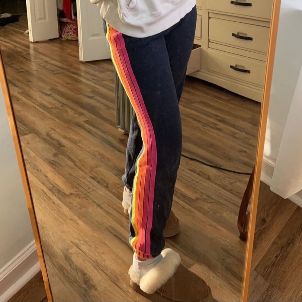 Aviator Nation Dark Blue Joggers with Multicolor Stripe